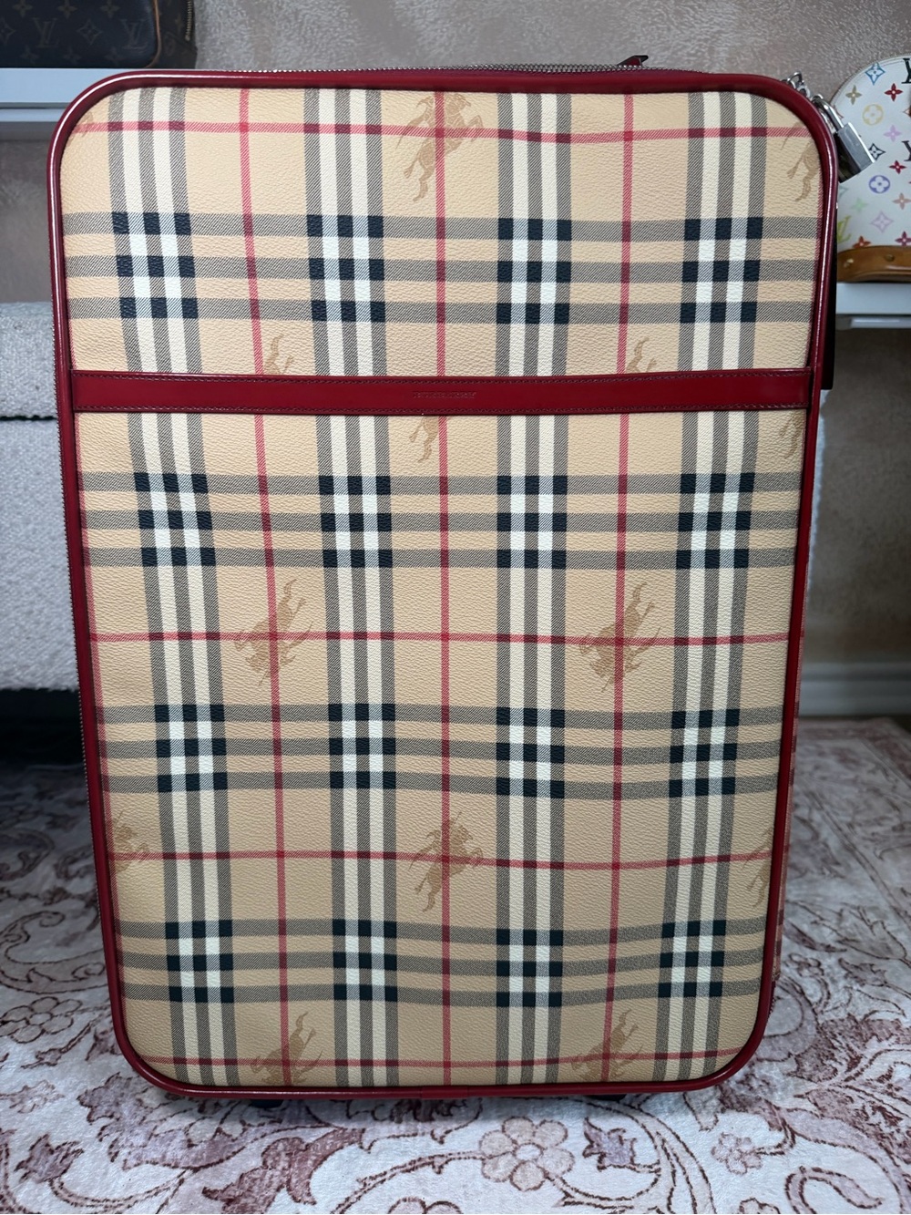 Burberry Classic Checkered Carry-On with Red Trim